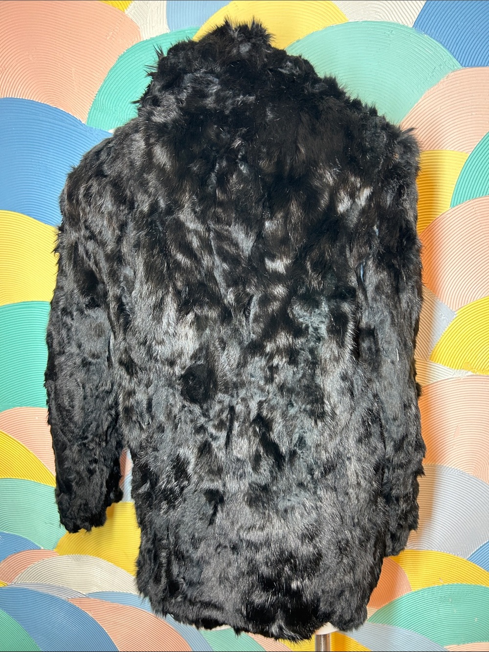 Vintage Women's Black Rabbit Fur Teddy Jacket - Plush Warmth sz XL - Picture 3 of 14